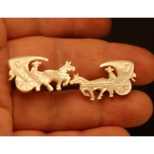 Vintage Carved Rickshaw Cuff Links Mother of Pearl Cufflinks